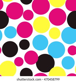 Seamless pattern with colorful dots on a white background. Vector repeating texture.