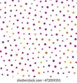 Seamless pattern with colorful dots on a white background. Vector repeating texture.