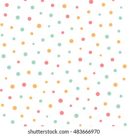 Seamless pattern with colorful dots on a white background. Vector repeating texture.