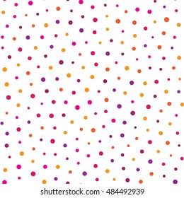 Seamless pattern with colorful dots on a white background. Vector repeating texture.