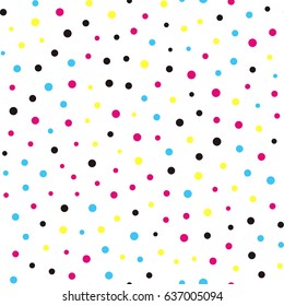 Seamless pattern with colorful dots on a white background. Vector repeating texture.