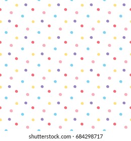 Seamless Pattern of Colorful Dots on White Background