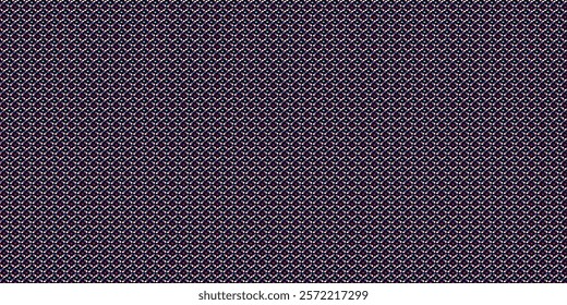 Seamless pattern with colorful dots in pink, blue, and white on a dark background, forming a vibrant and playful design. Perfect for wallpapers, packaging, and stationery.