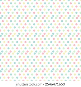 Seamless pattern with colorful dots.Pastel polka dot repeat pattern isolated on white background.Vector graphic illustration abstract background.