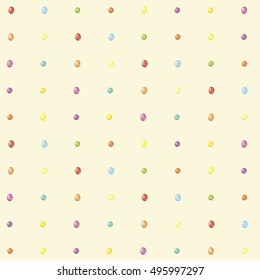 Seamless pattern with colorful dragee candy. Dotted background. Vector polka dot texture