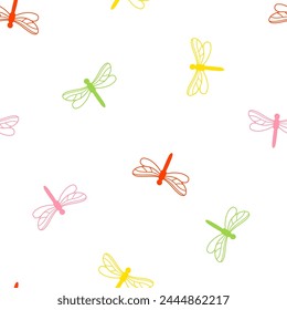 Seamless pattern with colorful dragonflies