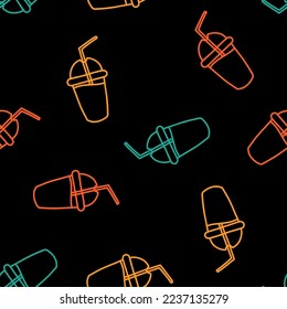 Seamless pattern with colorful drink and black background