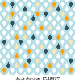Seamless pattern with colorful drops. Flat illustration on cartoon childish style. Up and down. Vector