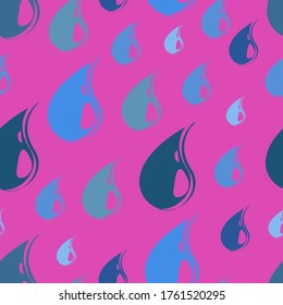 Seamless pattern of colorful drops on a dark purple background