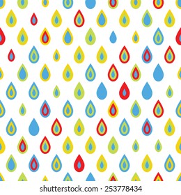 Seamless pattern with colorful drops on white background