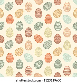 Seamless pattern of colorful easter egg vector flat icons painted in traditional style. Eggs isolated vector. Easter eggs for Easter holidays design. Eggs icons flat modern style.