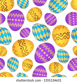 Seamless pattern with colorful Easter eggs. Vector illustration