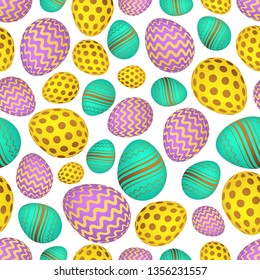 Seamless pattern with colorful Easter eggs. Vector illustration