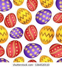 Seamless pattern with colorful Easter eggs. Vector illustration