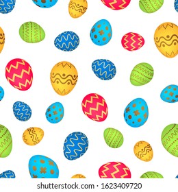 Seamless pattern with colorful Easter eggs. Vector illustration