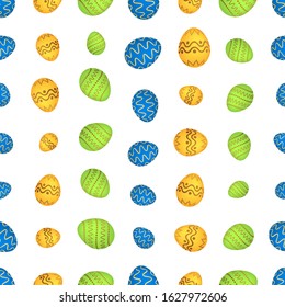Seamless pattern with colorful Easter eggs. Vector illustration