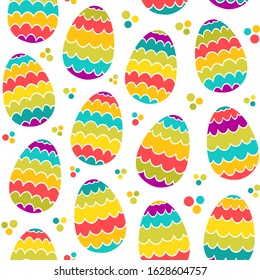 Seamless pattern with colorful Easter eggs. Easter vector background.