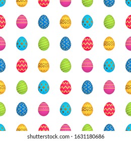 Seamless pattern with colorful Easter eggs. Vector illustration