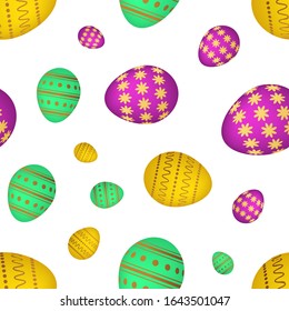 Seamless pattern with colorful Easter eggs. Vector illustration