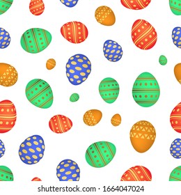 Seamless pattern with colorful Easter eggs. Vector illustration