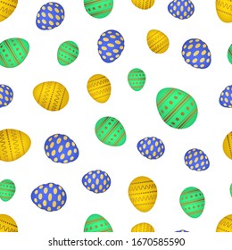 Seamless pattern with colorful Easter eggs. Vector illustration
