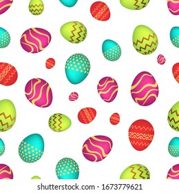 Seamless pattern with colorful Easter eggs. Vector illustration