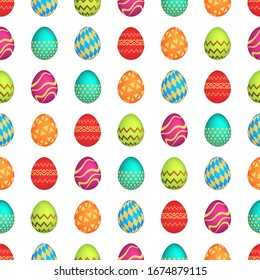 Seamless pattern with colorful Easter eggs. Vector illustration