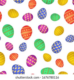 Seamless pattern with colorful Easter eggs. Vector illustration