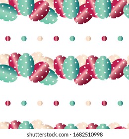 seamless pattern with colorful Easter eggs vector and polka dots