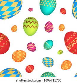 Seamless pattern with colorful Easter eggs. Vector illustration