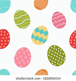 Seamless pattern with colorful Easter eggs. Vector illustration