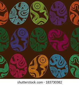 Seamless pattern with colorful Easter eggs. Abstract drawing.