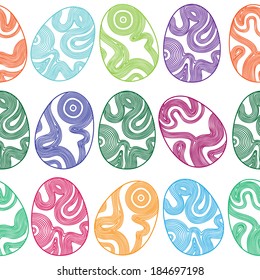 Seamless pattern with colorful Easter eggs. Abstract drawing.