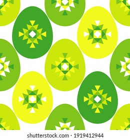Seamless pattern with colorful Easter eggs. Happy holiday! Vector illustration for web design or print.