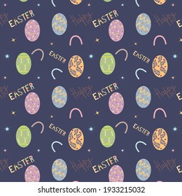 Seamless pattern of colorful Easter eggs. Perfect for wallpaper, gift paper, pattern fills, web page background, Happy Easter greeting card etc