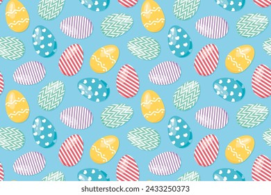 patrón sin fisuras con coloridos huevos de pascua - ilustración vectorial