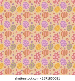 Seamless pattern with colorful easter eggs. Spring wallpaper. SstkEaster