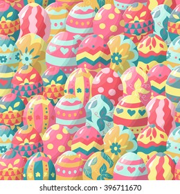 Seamless pattern with colorful easter eggs, vector illustration