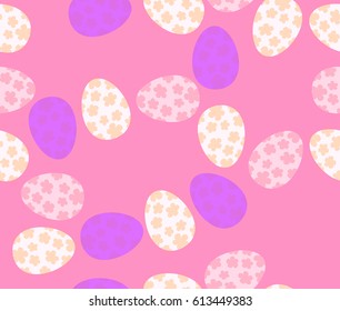 Seamless pattern with colorful Easter eggs on a pink background