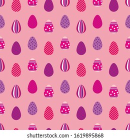 Seamless pattern with colorful eggs. Square vector illustration.