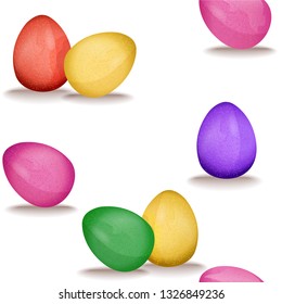 Seamless pattern with colorful eggs. Symbol of Easter holiday. Healthy food.