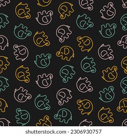 Seamless pattern with colorful elephants