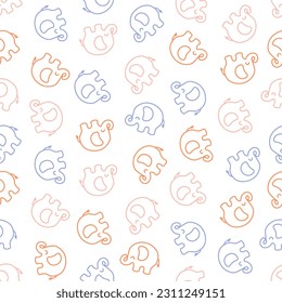 Seamless pattern with colorful elephants