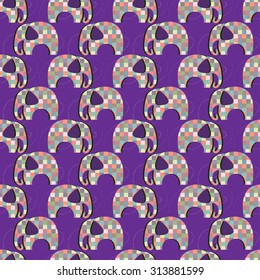 Seamless pattern with colorful elephants.
