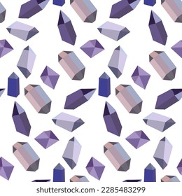 Seamless pattern with colorful fabulous gemstone crystals. Precious stones, crystals, diamonds. Vector background. Printing on textiles and paper cartoon drawings. Gift wrapping, bed linen