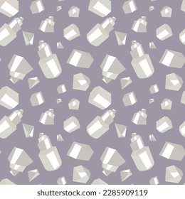 Seamless pattern with colorful fabulous gemstone crystals. Precious stones, crystals, diamonds. Vector background. Printing on textiles and paper cartoon drawings. Gift wrapping. Selenite for sleep