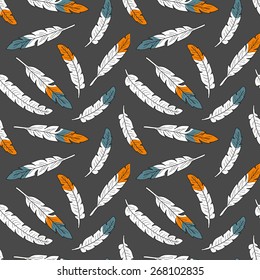 seamless pattern with colorful feathers