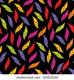Seamless pattern with colorful feathers.- Illustration