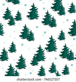 Seamless pattern with colorful fir trees. Vector illustration