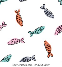 Seamless pattern with colorful fish
